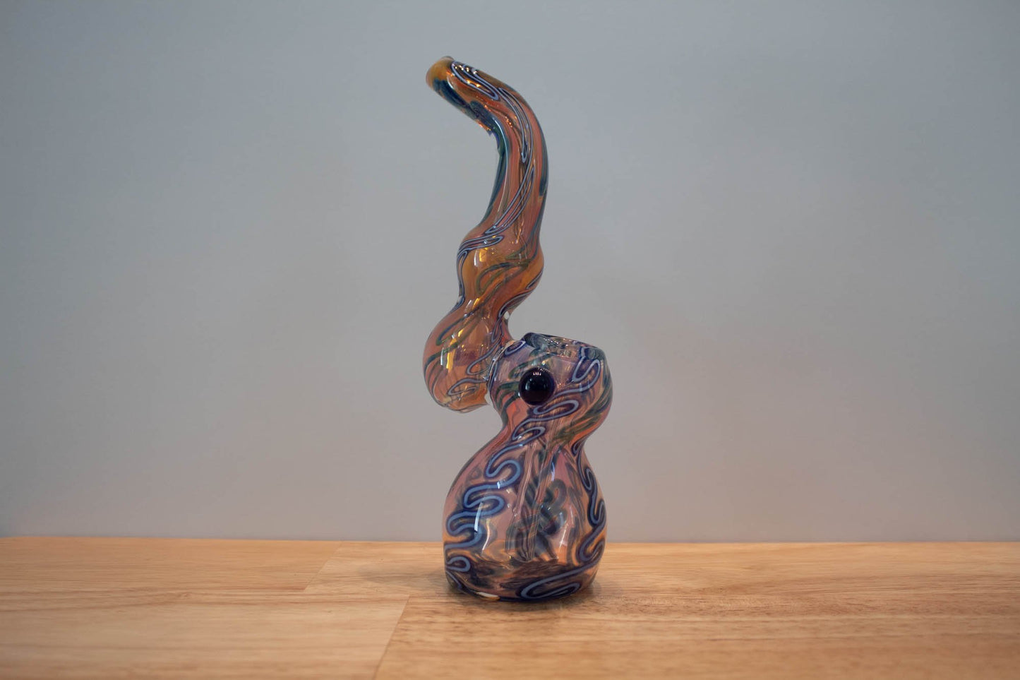 Pink & Blue Lattacino with Square Stem Bubbler image 0