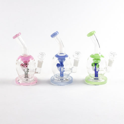 Mushroom Bent Neck 14mm Glass Water Pipe Green image 2