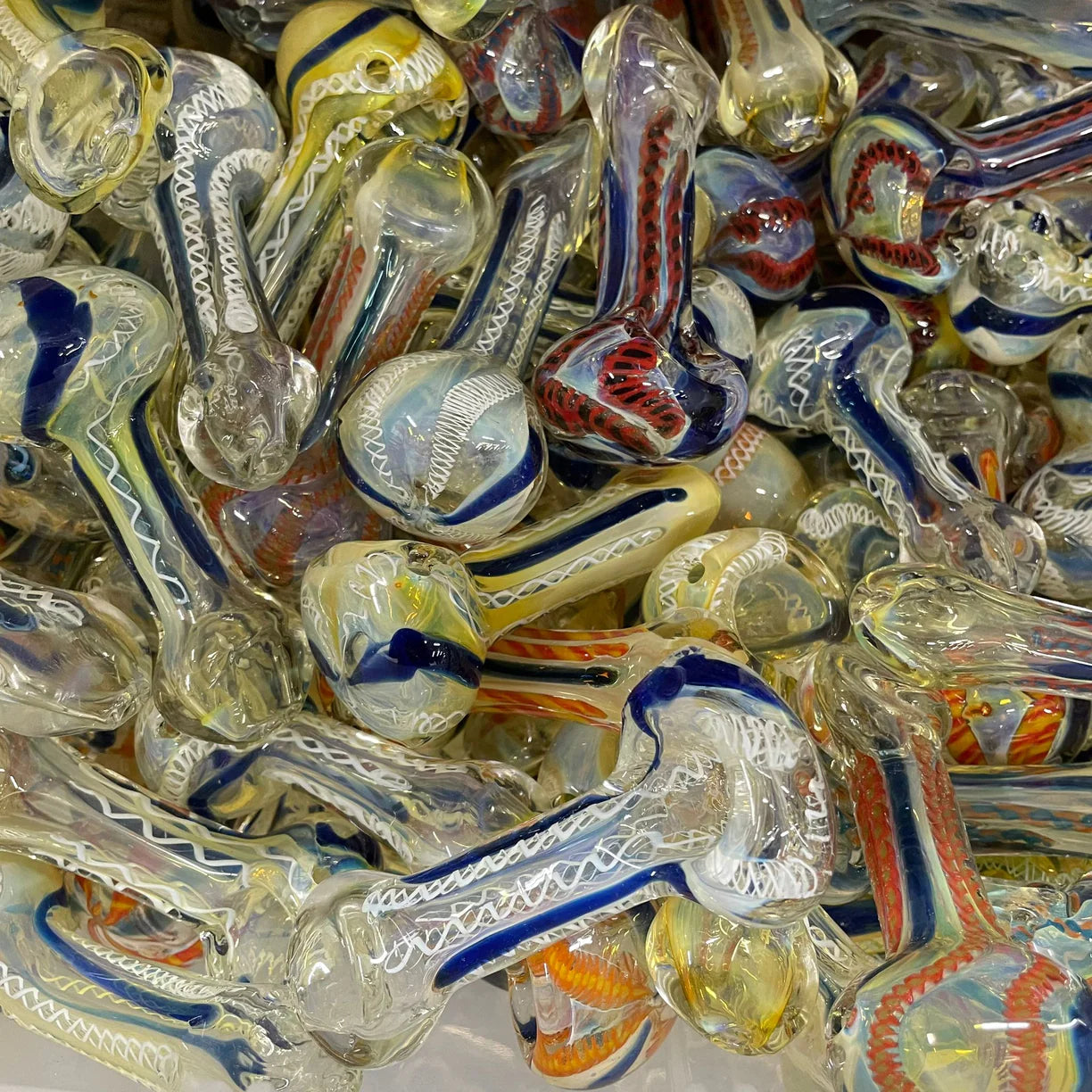 4" Wig Wag Fumed Pinched Mouth Glass Assorted image 1