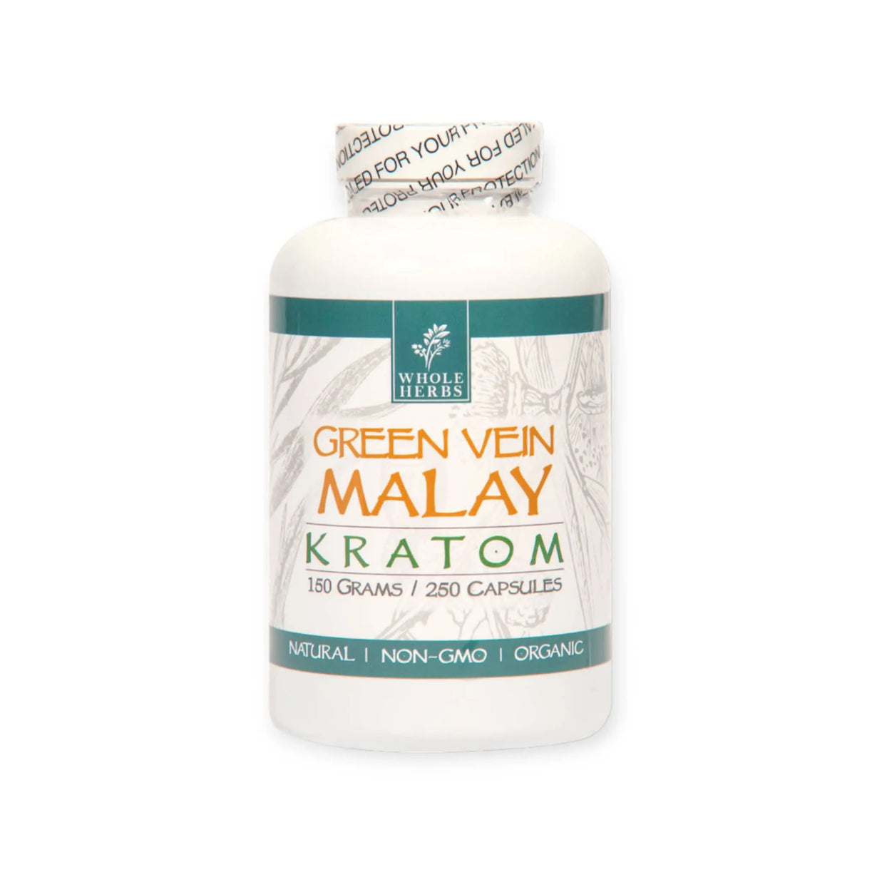 Whole Herbs Kratom 150g 250 caps - Green Vein Malay image