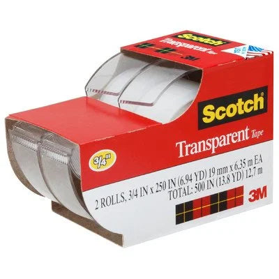 Scotch Transparent Tape 3/4" 2 Rolls image 1