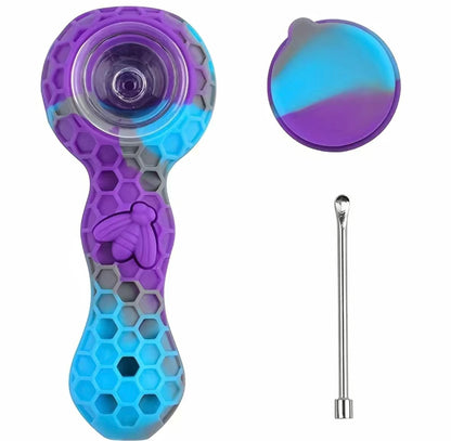 HoneyBee Silicone Hand Pipe - Blue Purple image