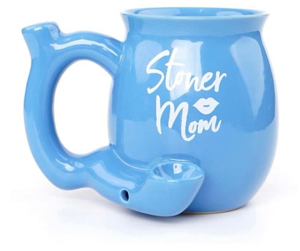 Cup Design Hand Pipe - Stoner Mom Blue image