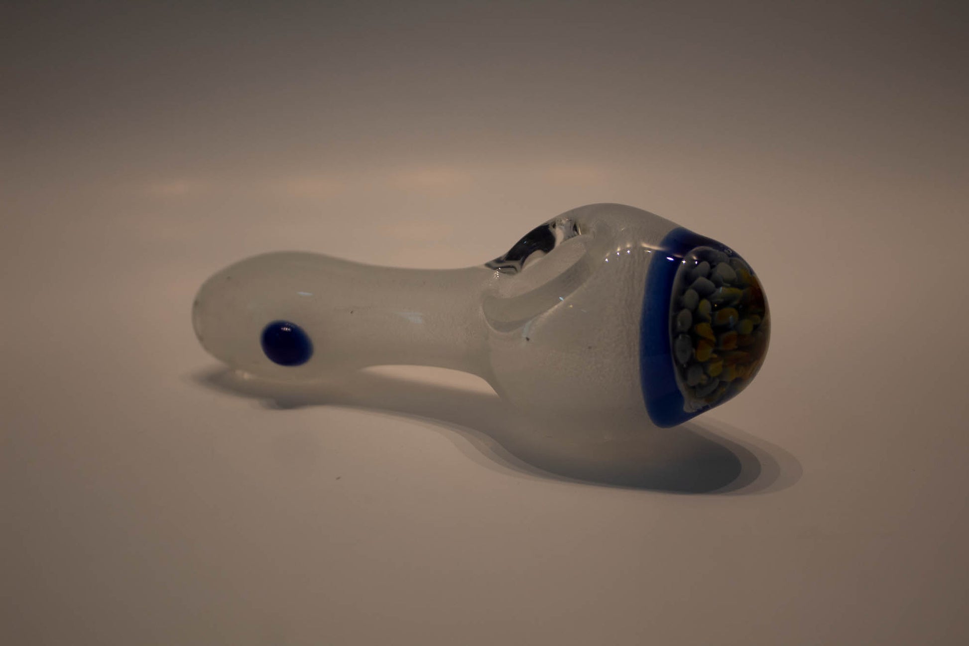 Colored Flower Glow in the Dark Glass Hand Pipe - Blue image 0