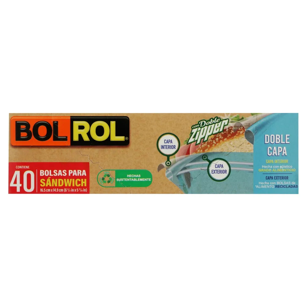 Bol Rol 40ct Double Zipper Sandwich Bags image 0