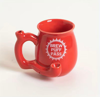 Cup Design Hand Pipe - Brew Puff Pass Red image