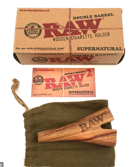 Raw Double Barrel Wooden Cigar Holder image 0