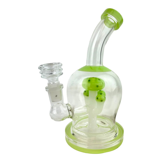 Mushroom Bent Neck 14mm Glass Water Pipe Green image 0